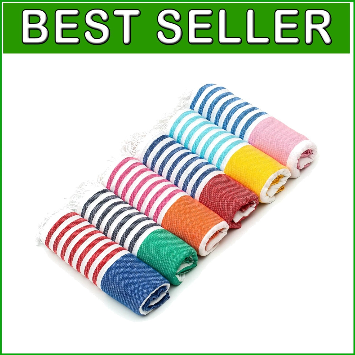 6-Pack of Absorbent Turkish Beach Towels - Oversized Sand-Free, Travel-Friendly