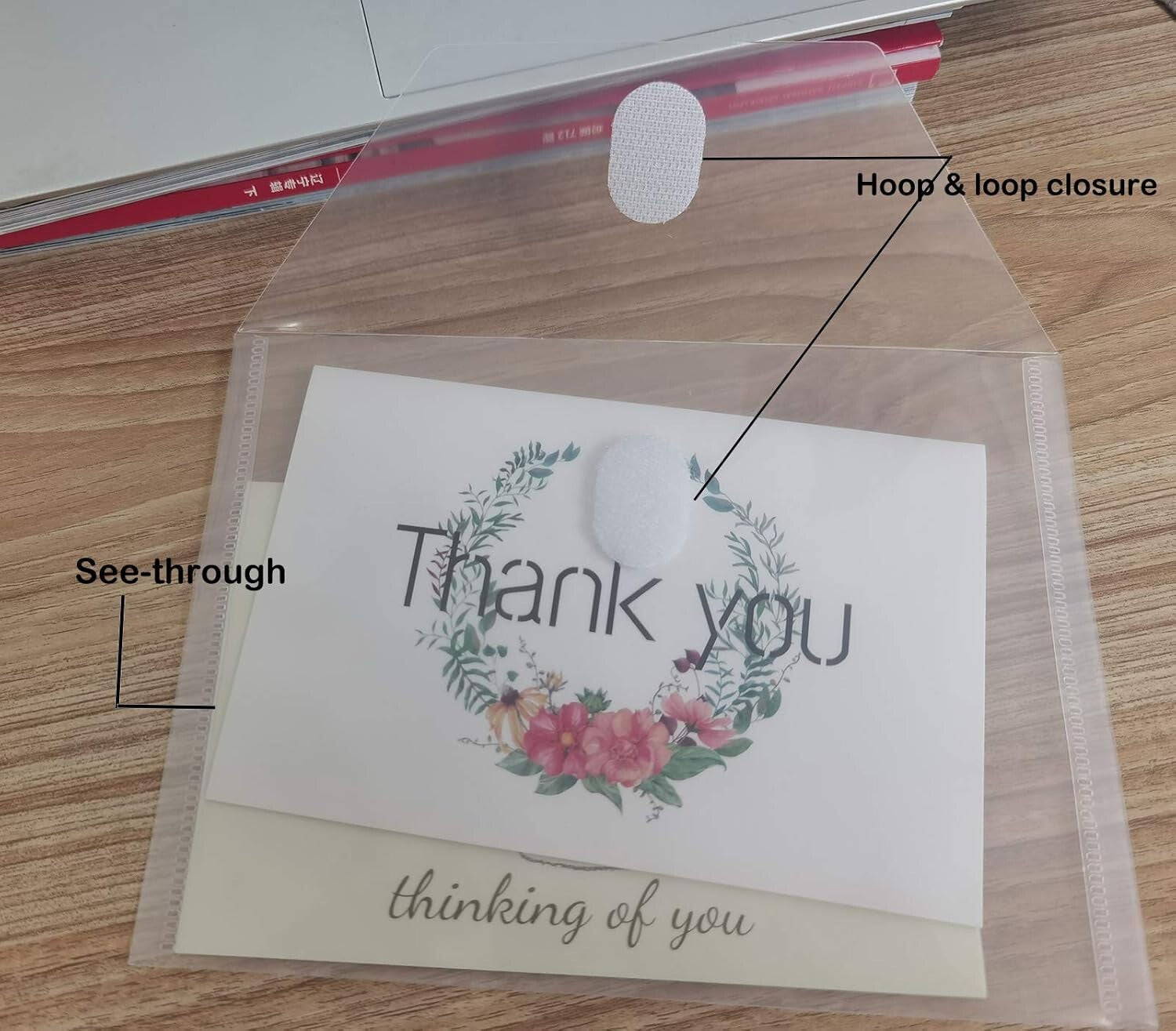 Waterproof 100-Pack A7 Organizer Envelopes with Hook and Loop for Secure Storage