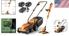 Load image into Gallery viewer, Lightweight 24V Max Lawn Mower with 10-Inch Trimmer - 2 Batteries Included
