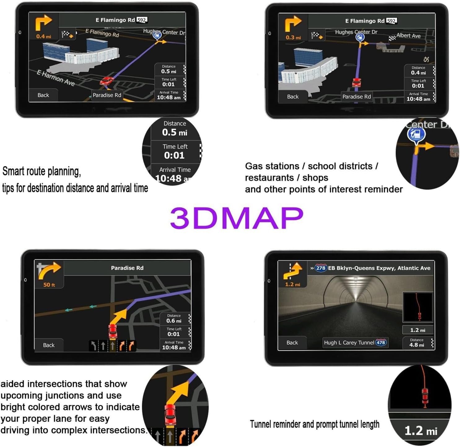 Advanced 7-Inch Car GPS with Real-Time Alerts & Lifetime North America Maps