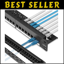 Load image into Gallery viewer, 24-Port Cat6 Patch Panel with Pass-Thru Couplers - 10G High Speed Solution