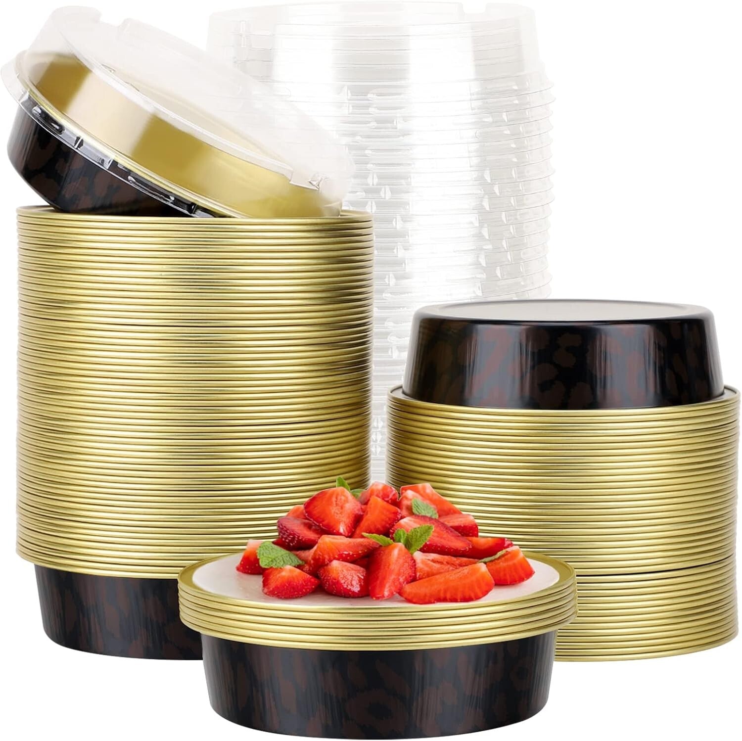 Dark Red Spot Round 4-Inch Aluminum Pans with Lids - Ideal for All Occasions
