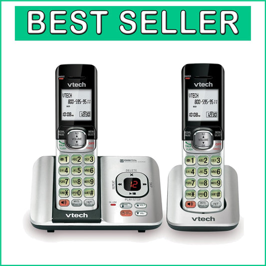Caller ID & Call Waiting Cordless Phone System with 2 Handsets - Silver/Black