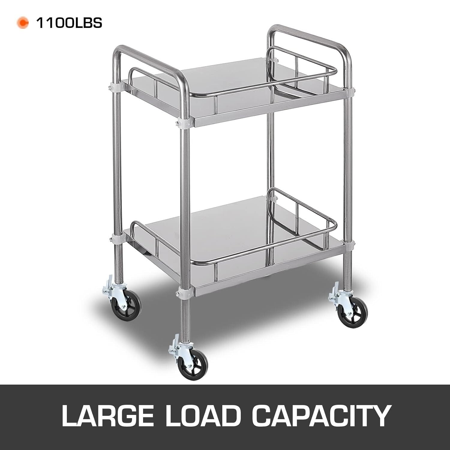 Durable 8 x 2 Inch Heavy-Duty Swivel Casters with Double Lock - 1100LBS Capacity