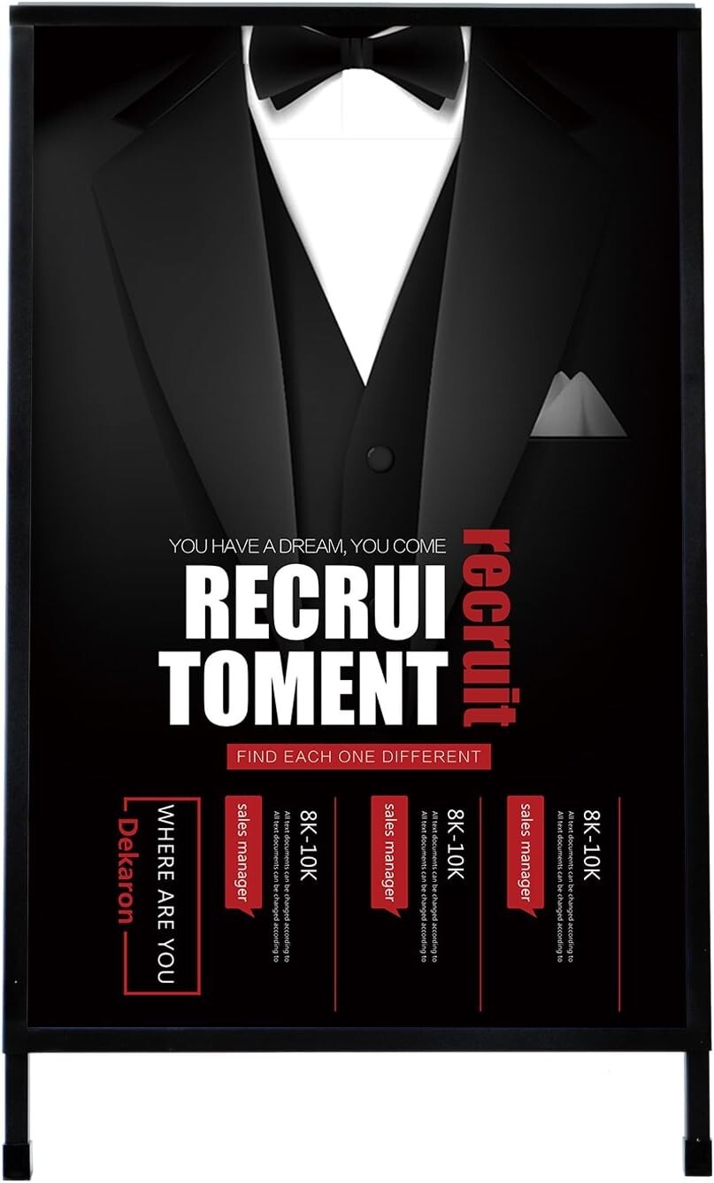 Portable Black Steel 24x36 Inch Sidewalk Sign with Corrugated Plastic Boards