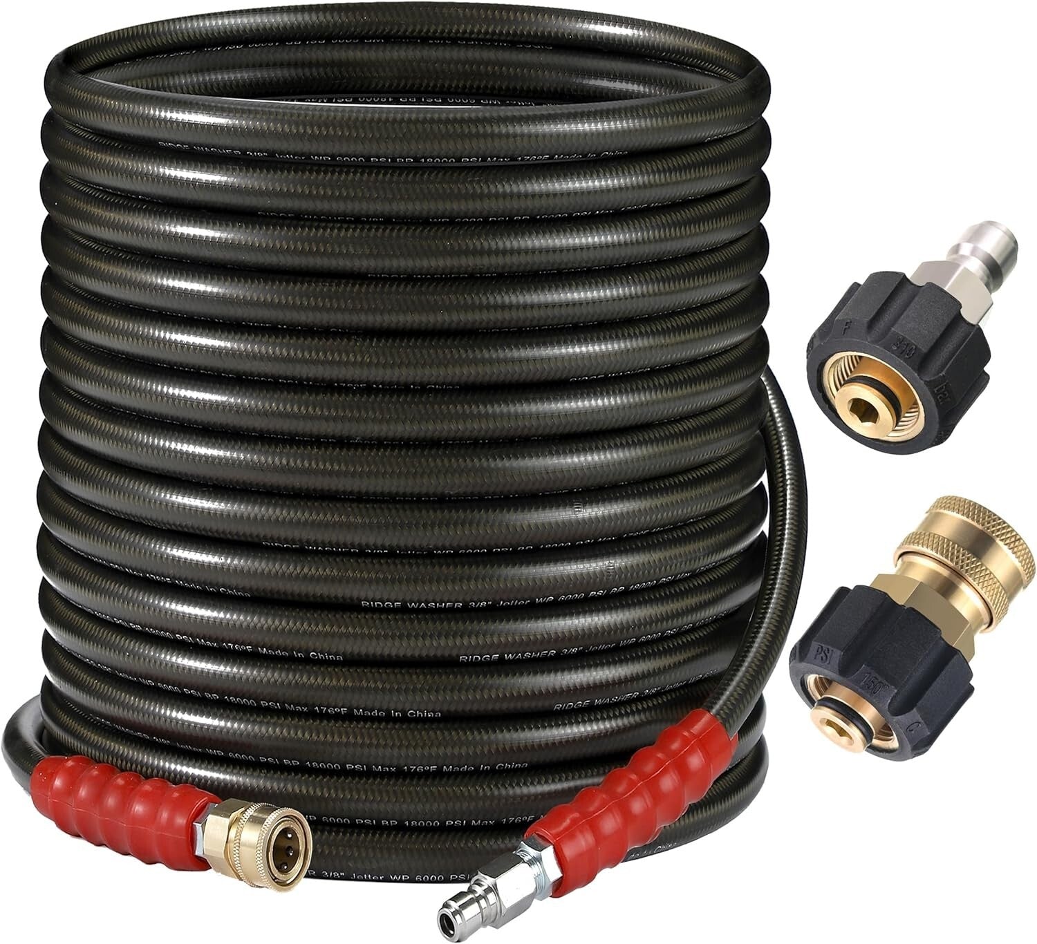 Versatile 50ft Steel Braid Pressure Washer Hose - 6000 PSI, for Gas & Electric