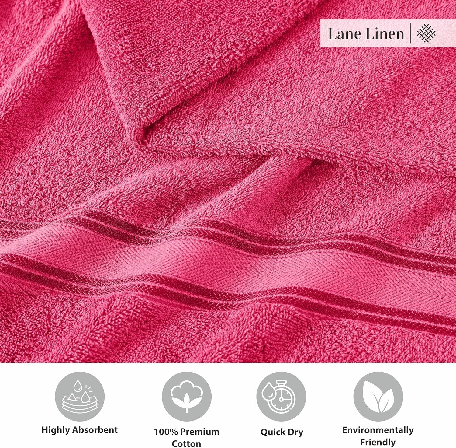 Elegant 18-Piece Fuchsia Towel Collection - Machine Washable, Oeko-Tex Certified