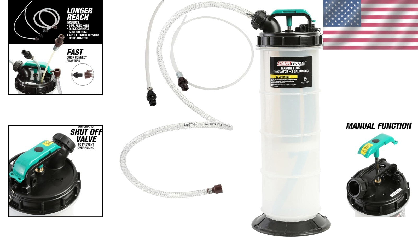 8L Manual Fluid Extractor Tool with Extended 41" Hose for Efficient Oil Changes