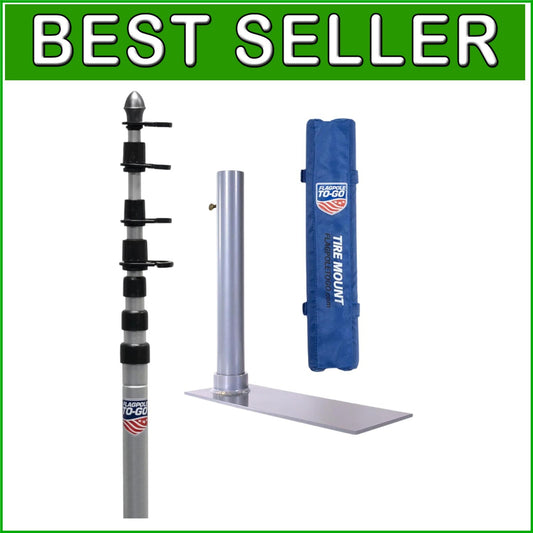 Collapsible Tailgate Flagpole Kit with Durable Tire Mount & Protective Bumper