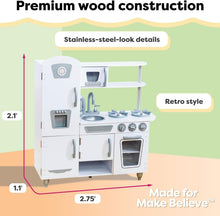 Load image into Gallery viewer, Sustainable Vintage Play Kitchen with Removable Sink &amp; Play Phone, White Finish