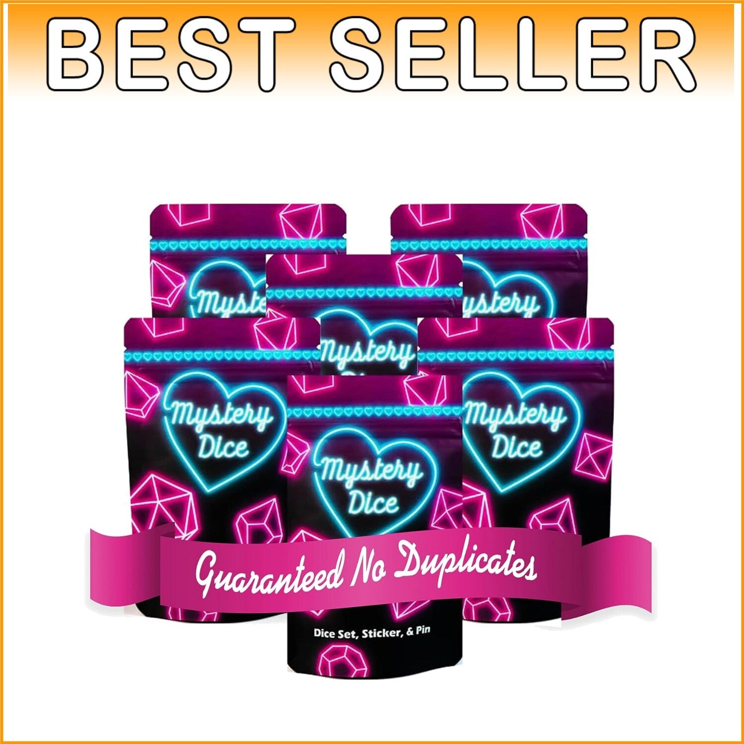 Enchanting Mystery Sweetheart Dice Set - 7 Polyhedral Designs for Game Nights