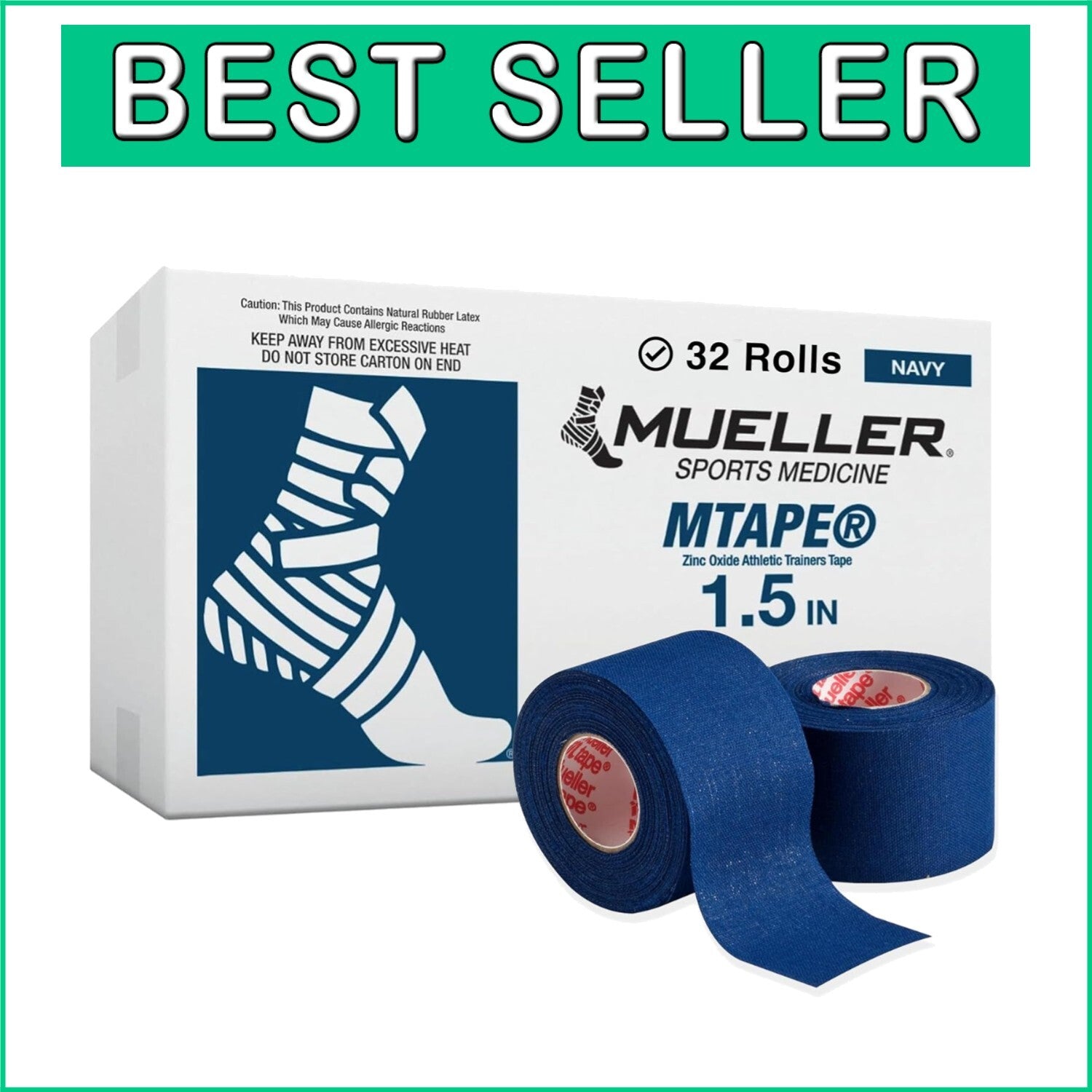 Durable Water-Resistant Athletic Tape - 32 Rolls, Easy Tear for Quick Support