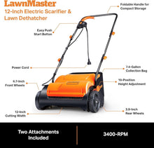 Load image into Gallery viewer, Powerful 13-Inch Corded Electric Scarifier &amp; Dethatcher - Compact and Efficient