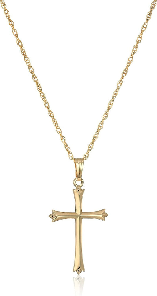 Handcrafted 14k Gold-Filled Cross Pendant Necklace - Polished, 18 Inches Long
