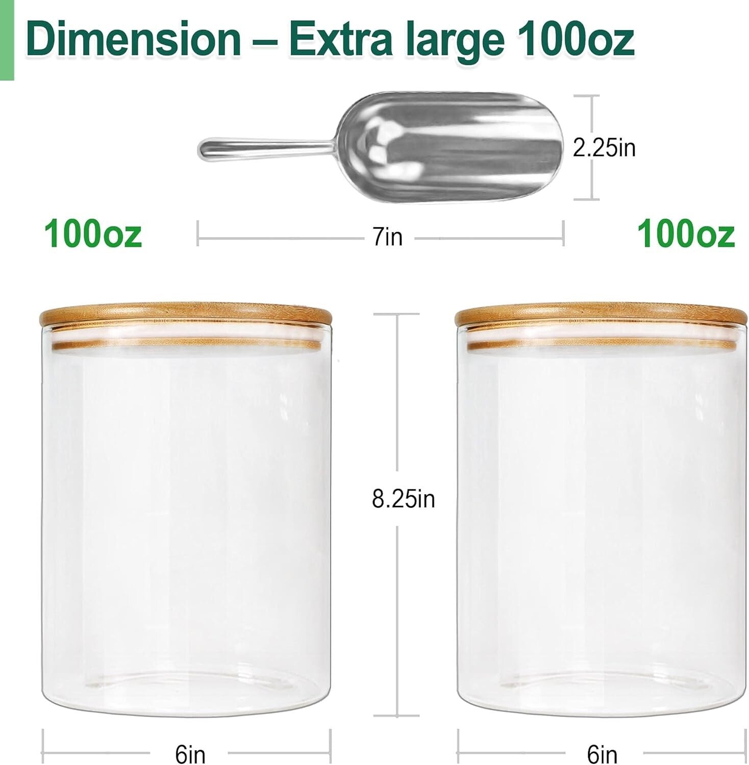 Eco-Friendly 100oz Glass Jars with Bamboo Lids - Perfect for Pantry Organization