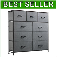 Load image into Gallery viewer, Tall Chest Organizer with 9 Spacious Drawers - Durable Fabric and Steel Frame