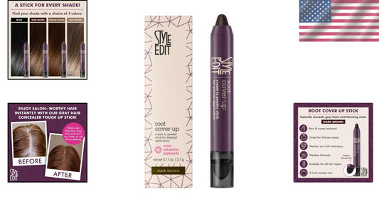 Instant Gray Coverage Root Touch Up Stick - Portable Dark Brown Concealer