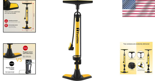 Ergonomic Floor Bicycle Pump with Accurate Gauge for Presta & Schrader Valves