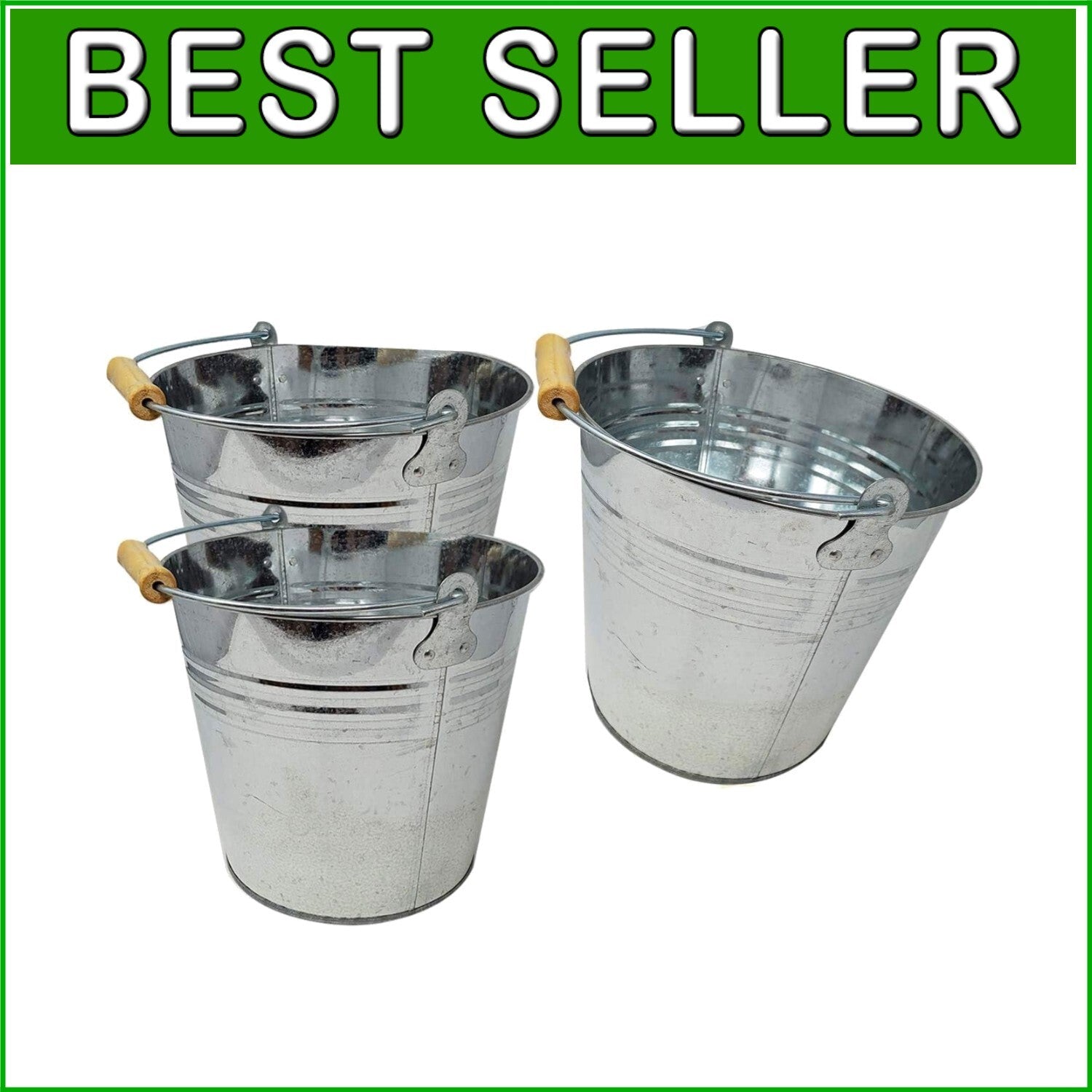 Versatile 3-Pack Metal Buckets - Ideal for Ice, Beer, or Retro Gift Baskets