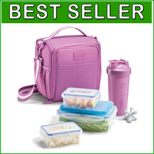 Load image into Gallery viewer, Mauve Meal Prep Lunch Bag with 4 Compartments and Comfortable Shoulder Strap