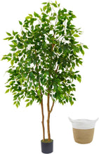 Load image into Gallery viewer, Faux Ficus Tree with Basket: 6ft Indoor &amp; Outdoor Plant for All Seasons