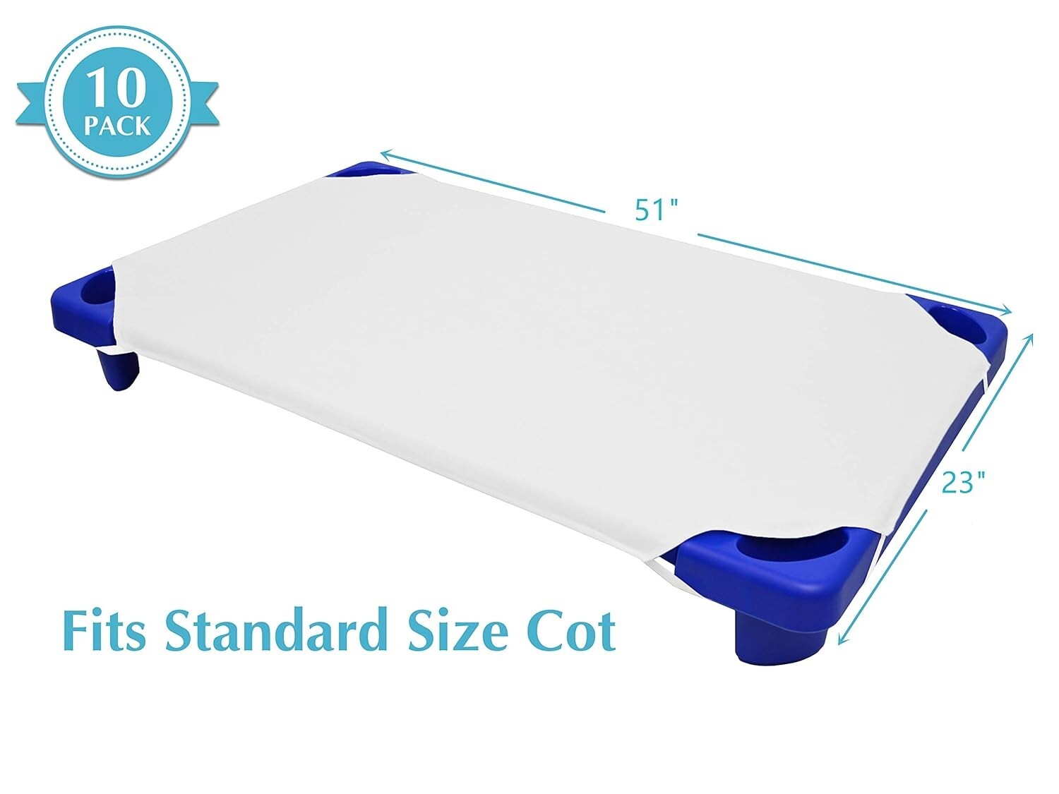 Durable Cotton-Polyester Blend Cot Sheets for Boys & Girls - 10 Set, 23" x 51"