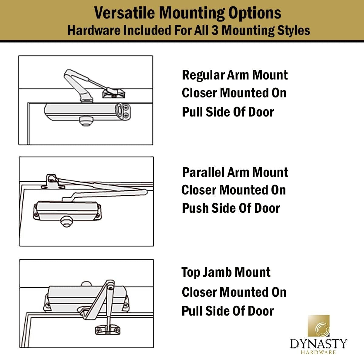 Adjustable Hydraulic Door Closer Size 3-6 - Elegant Dark Bronze Finish