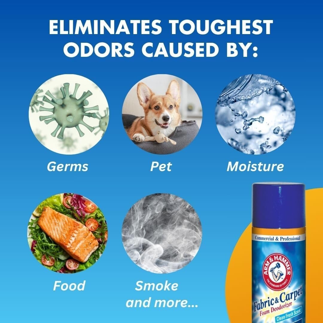 15oz Foam Upholstery Deodorizer - Non-Sticky, Professional Fresh Scent, 8-pack