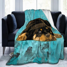 Load image into Gallery viewer, Lightweight Cute Rottweiler Flannel Blanket - Perfect for Cozy Nights &amp; Days