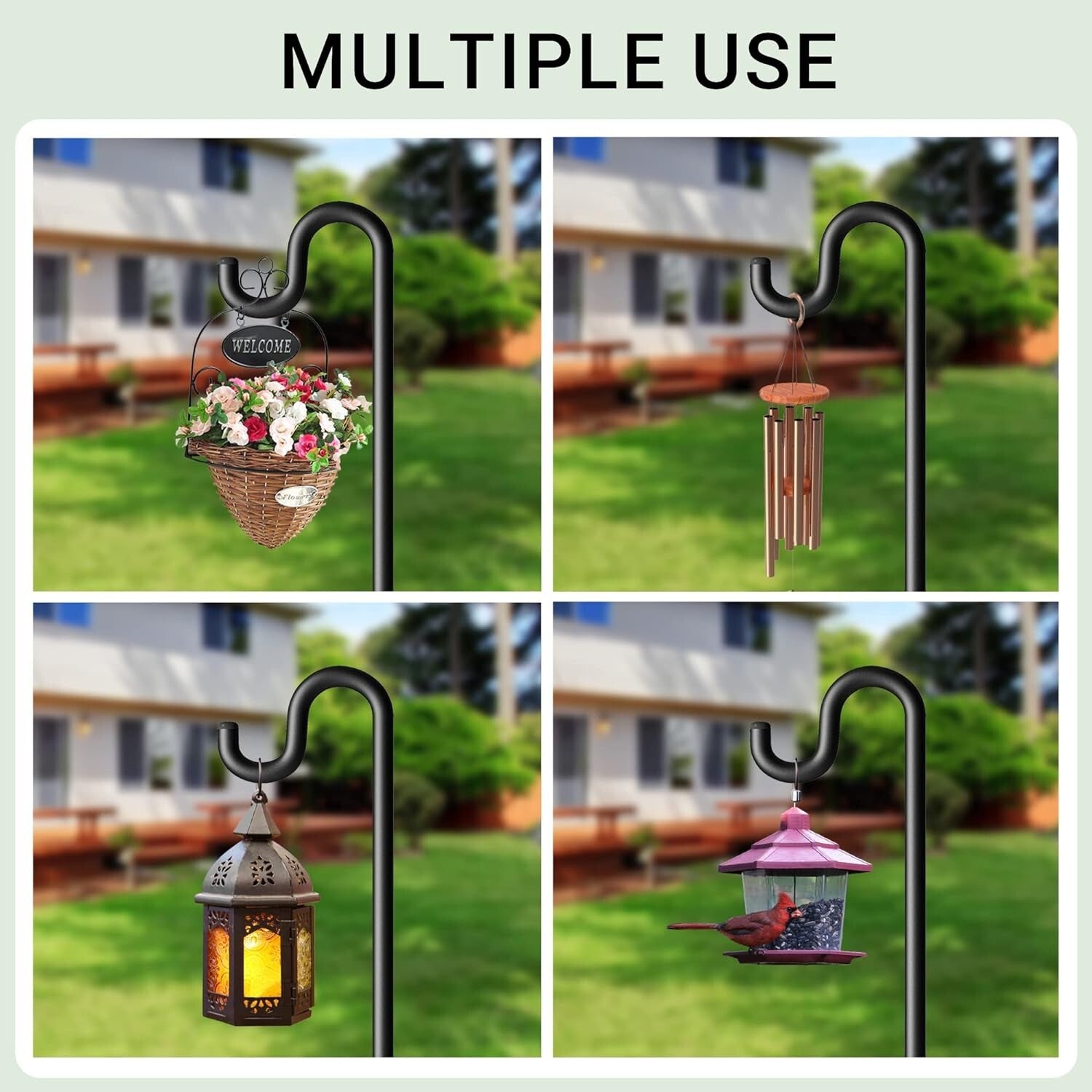 Durable 92-Inch Shepherd's Hooks - Adjustable Height Garden Holders, 2 Pack