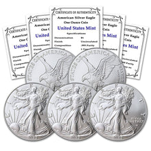 Load image into Gallery viewer, Collector's Set: 5 oz American Silver Eagle Coins, Certs Included - 2025 Edition