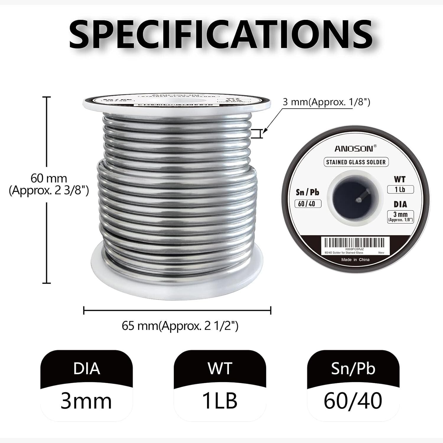4 lb of 60/40 Tin-Lead Solder for Crafting - Perfect for Stained Glass Gilding