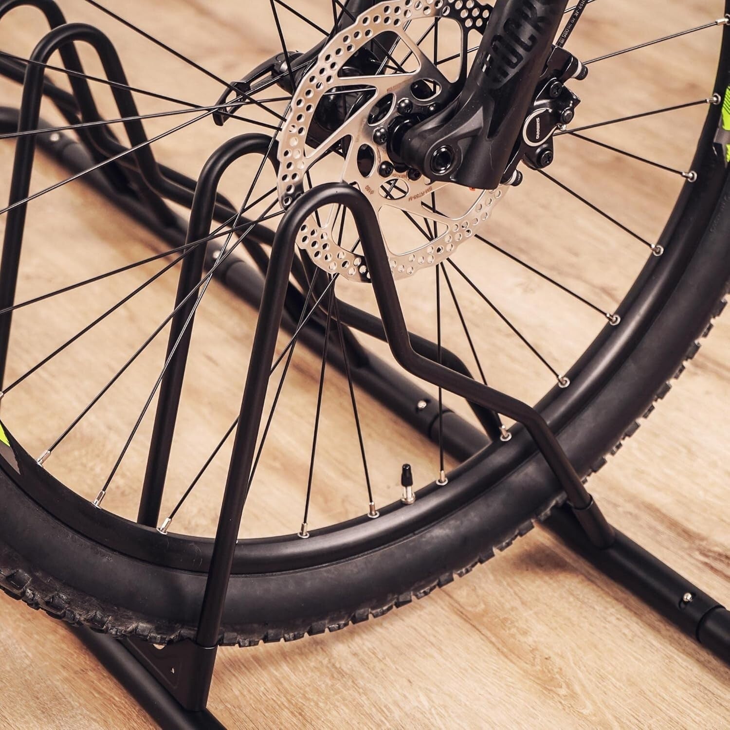 Optimized 6-Bike Storage Rack with Tire Grooves - Perfect for Garage or Indoor