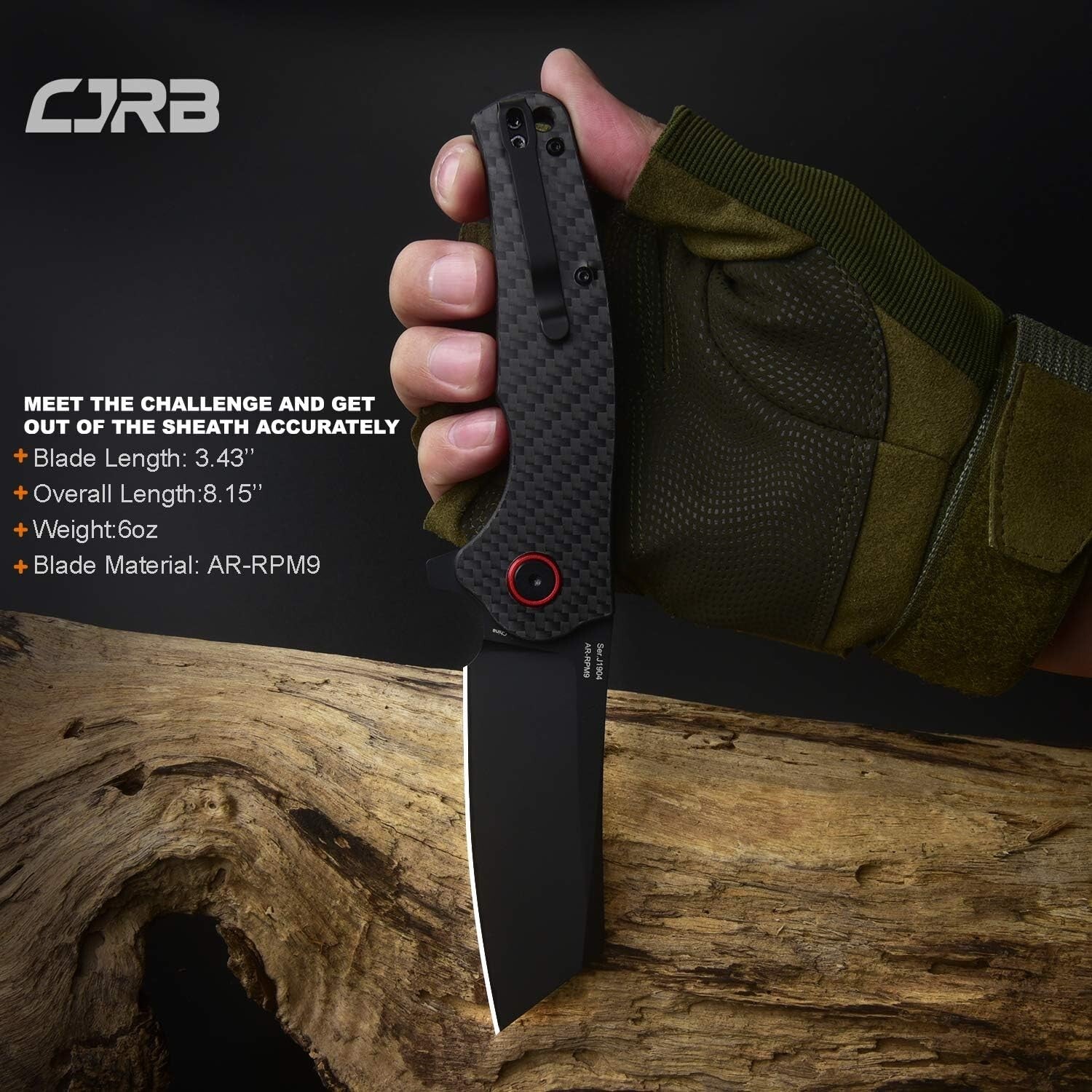 Durable Outdoor Knife - CJRB Crag 3.43" Folding Blade for Camping & Survival