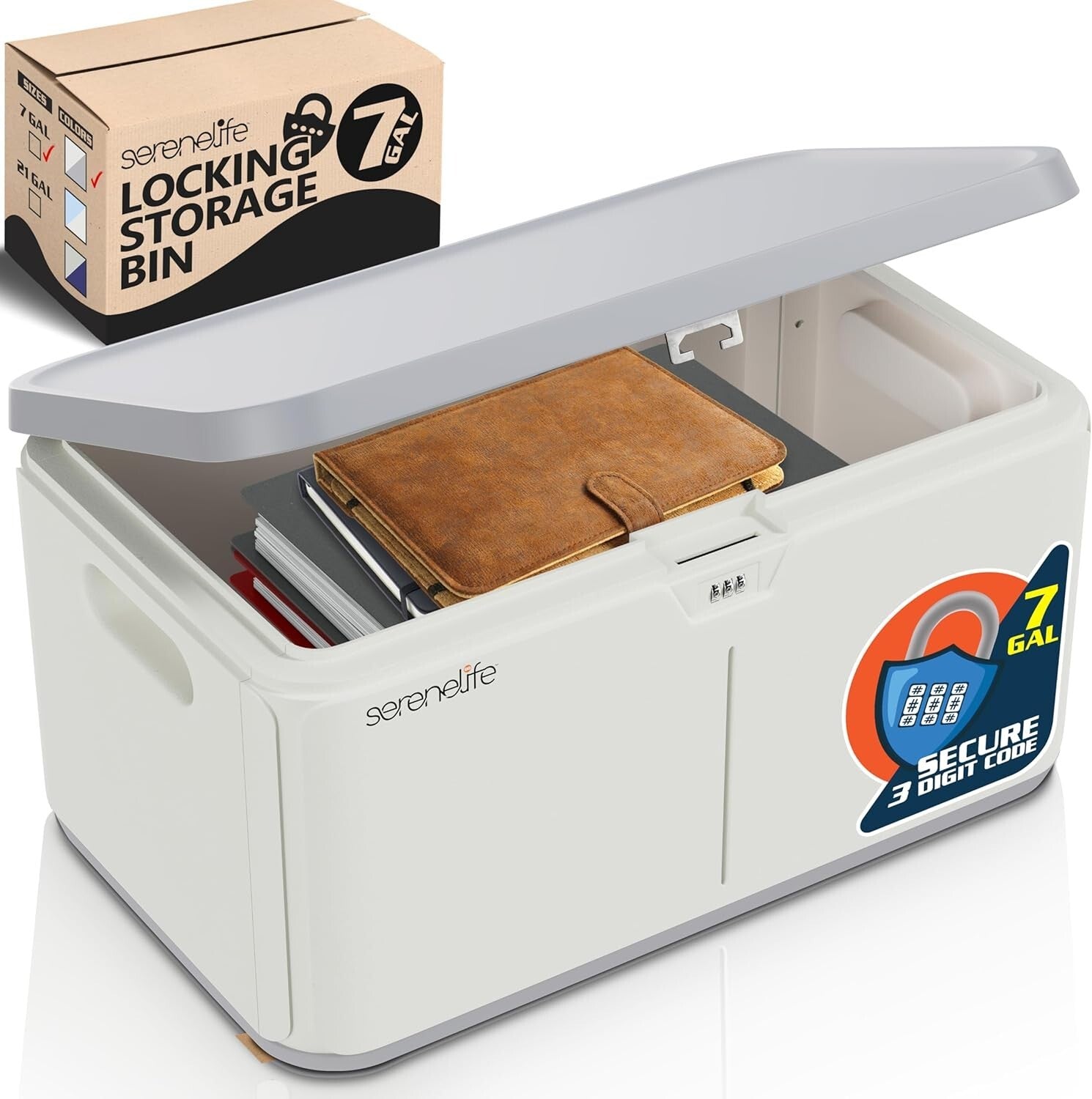 Modern 7-Gallon Lockable Storage Box with Combination Lock for Organized Living