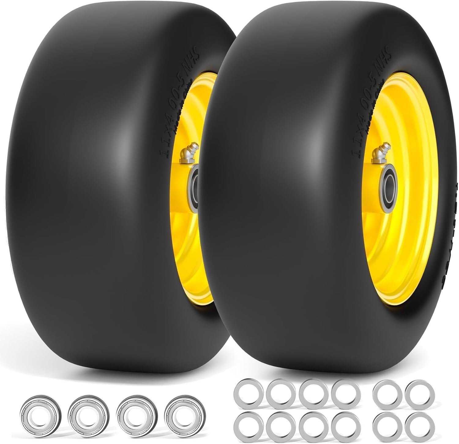 11x4-5 Solid Mower Tires with Superior Traction - Perfect for Zero-Turn Models