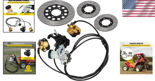 Easy Install Go Kart Hydraulic Brake Kit - Reliable Performance for 150cc Models