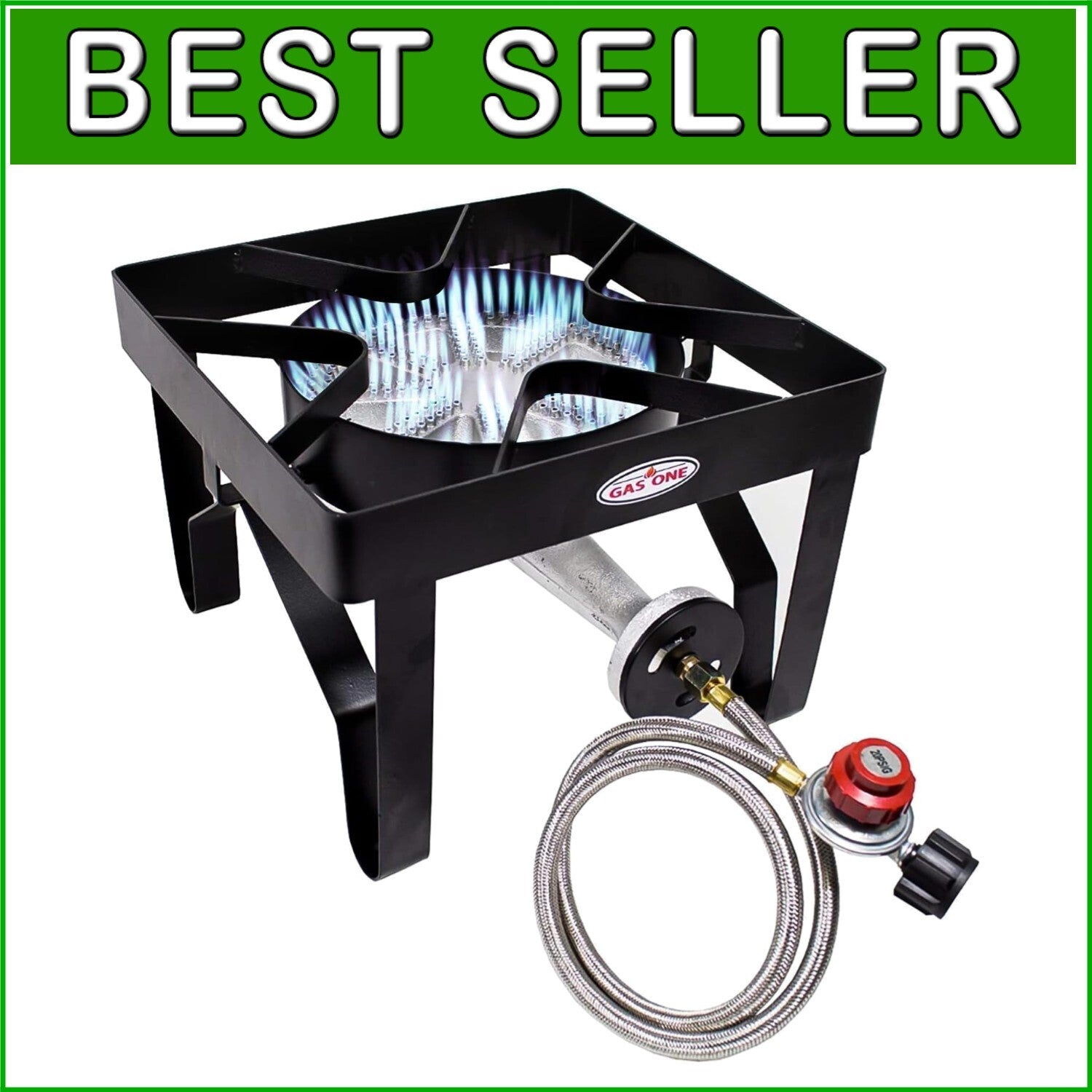 200K BTU Heavy-Duty Propane Burner with Adjustable Regulator for Outdoor Cooking