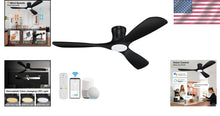Load image into Gallery viewer, 52-Inch Whisper-Quiet Ceiling Fan with Remote &amp; Voice Control - Black Elegance