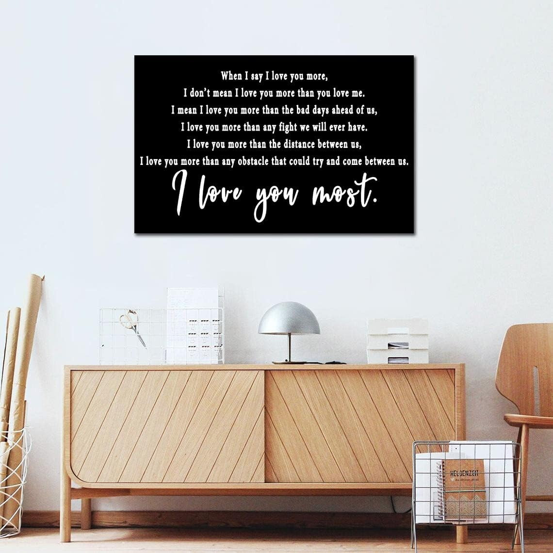 Elegant Black and White 'I Love You Most' Canvas - Perfect Bedroom Decor Gift