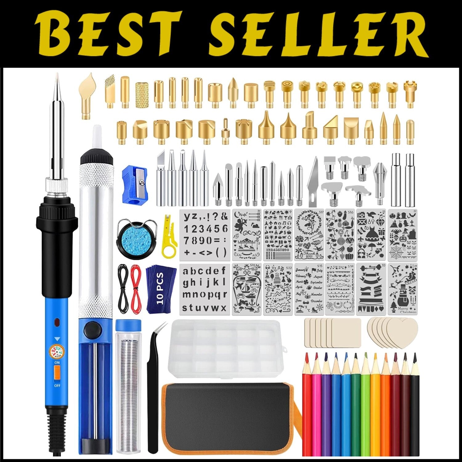 Professional 60W Pyrography Pen & Wood Burning Tools - Complete 116-Piece Set