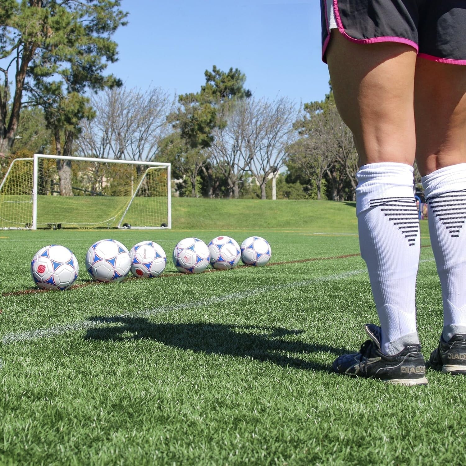 Premium 6 Pack Soccer Balls - Synthetic Leather with Inflator Included!