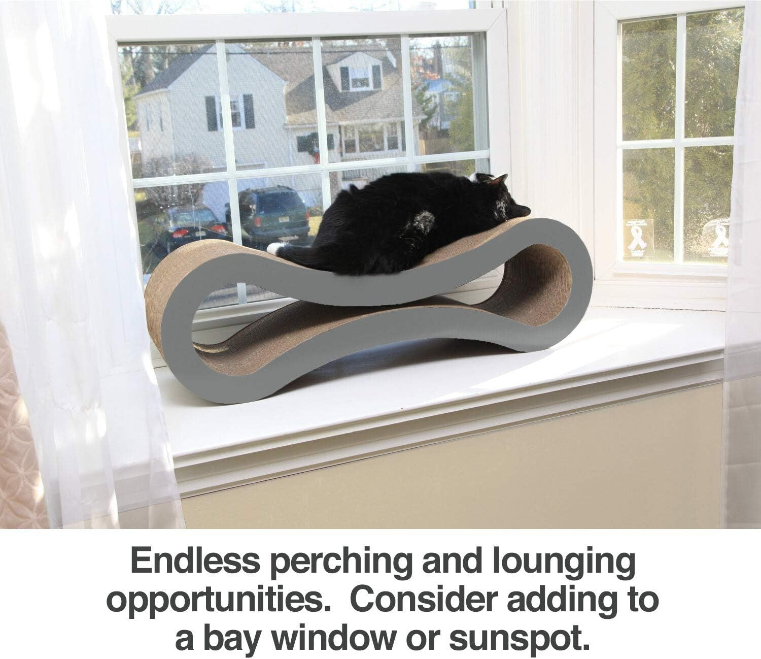 Large Indoor Cat Lounge and Scratcher with Catnip - Sustainable Cardboard Design