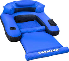 Load image into Gallery viewer, Nylon Fabric Pool Float Mattress with Supportive Headrest &amp; Easy Air Setup, 55"L