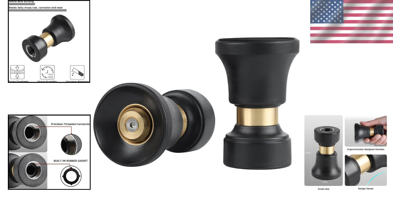 Durable Adjustable Garden Hose Nozzle Set with Heavy Duty Construction - 2 Pack