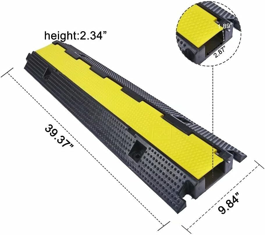 Modular Interlocking Cable Ramps - 22000Lbs Load Heavy-Duty Rubber System