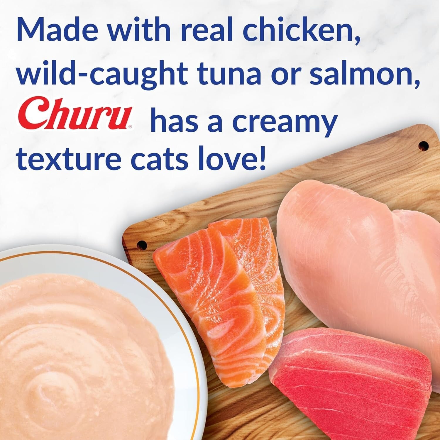 Interactive Churu Tuna Treats, Creamy & Grain-Free - 60 Servings for All Cats