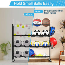 Load image into Gallery viewer, Modern 4-Tier Sports Equipment Storage Rack with Casters - Easy to Assemble