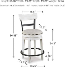 Load image into Gallery viewer, Valebeck 24.5" Modern Swivel Counter Height Barstool in Whitewash Finish