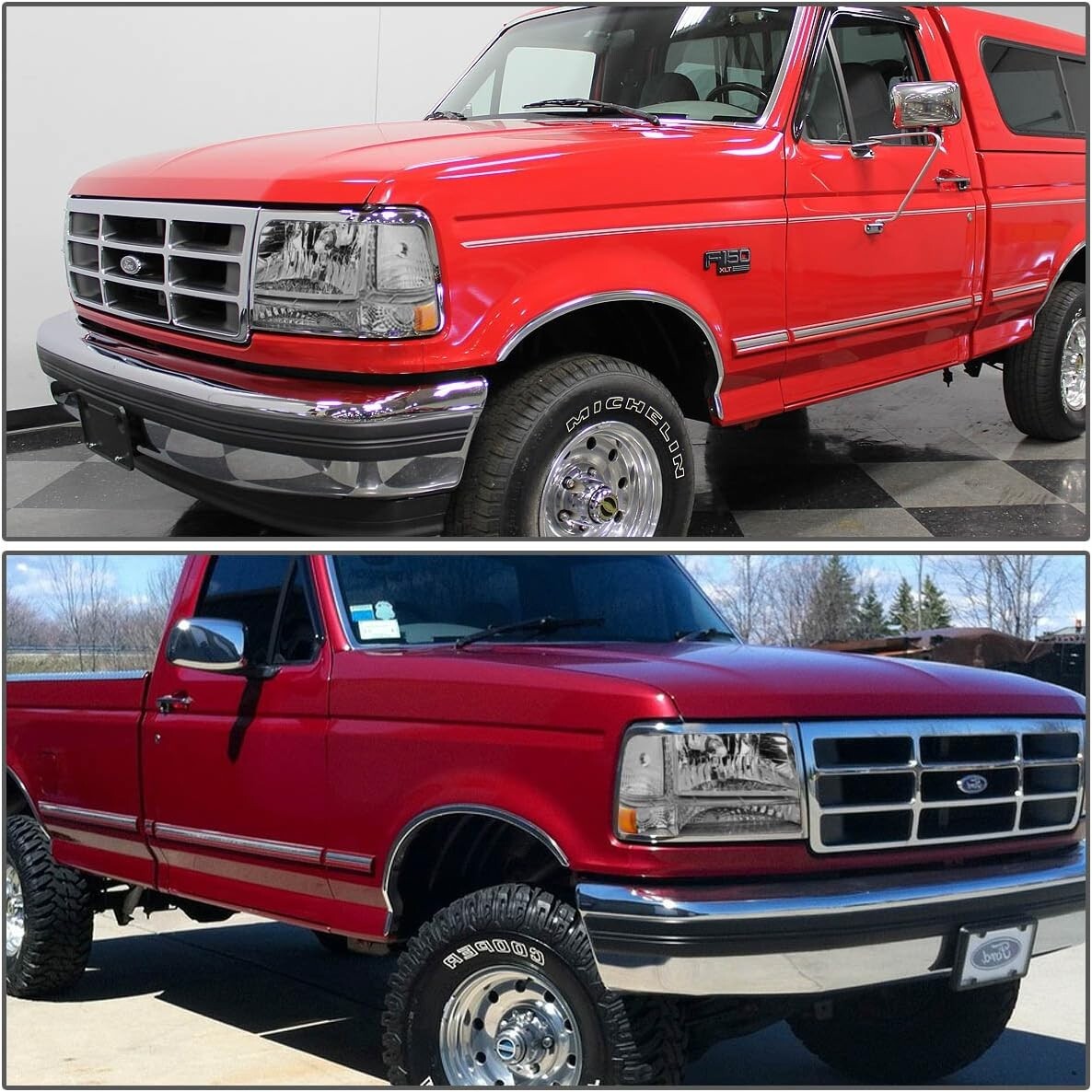 Chrome Amber Headlight Replacement for 92-96 F150/F250/F350/Bronco - Waterproof